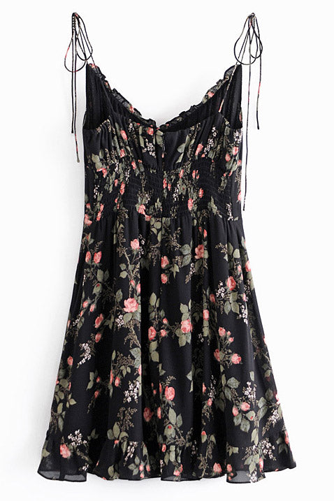 Sexy Short Mini Black Print Sleeveless Dress