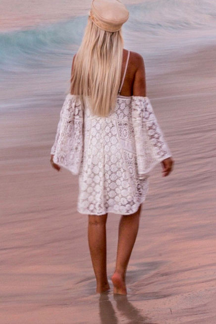 Short Mini White Lace Spaghetti Straps Dress