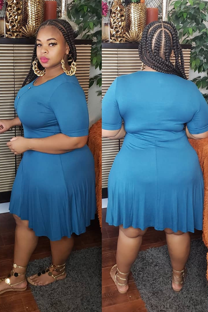 Simple Plus Size Short Sleeve A-Line Dress