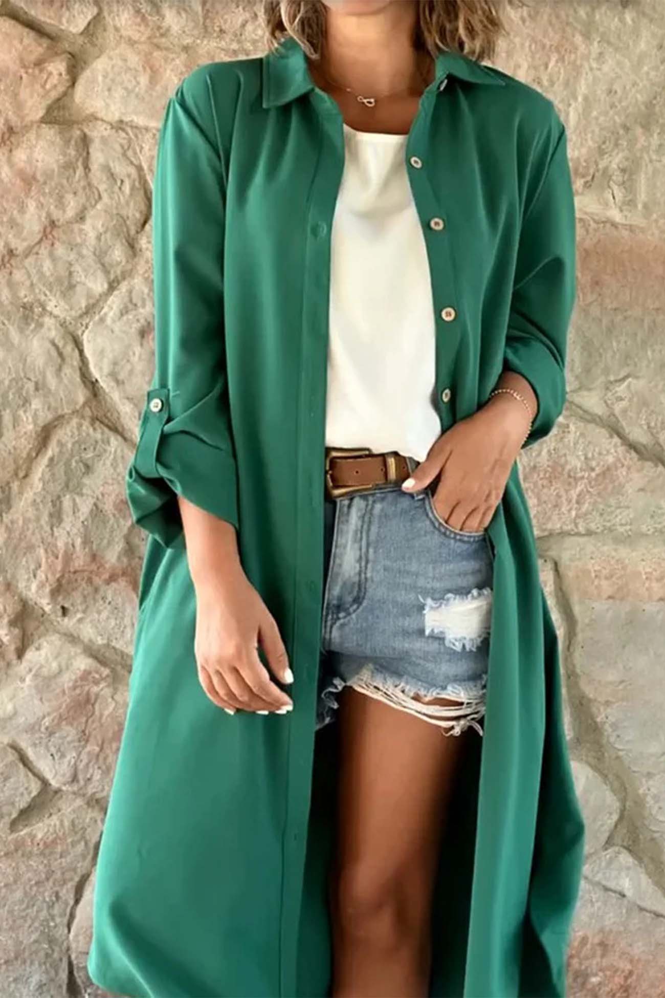 Solid Color Single-breasted Trench Coat