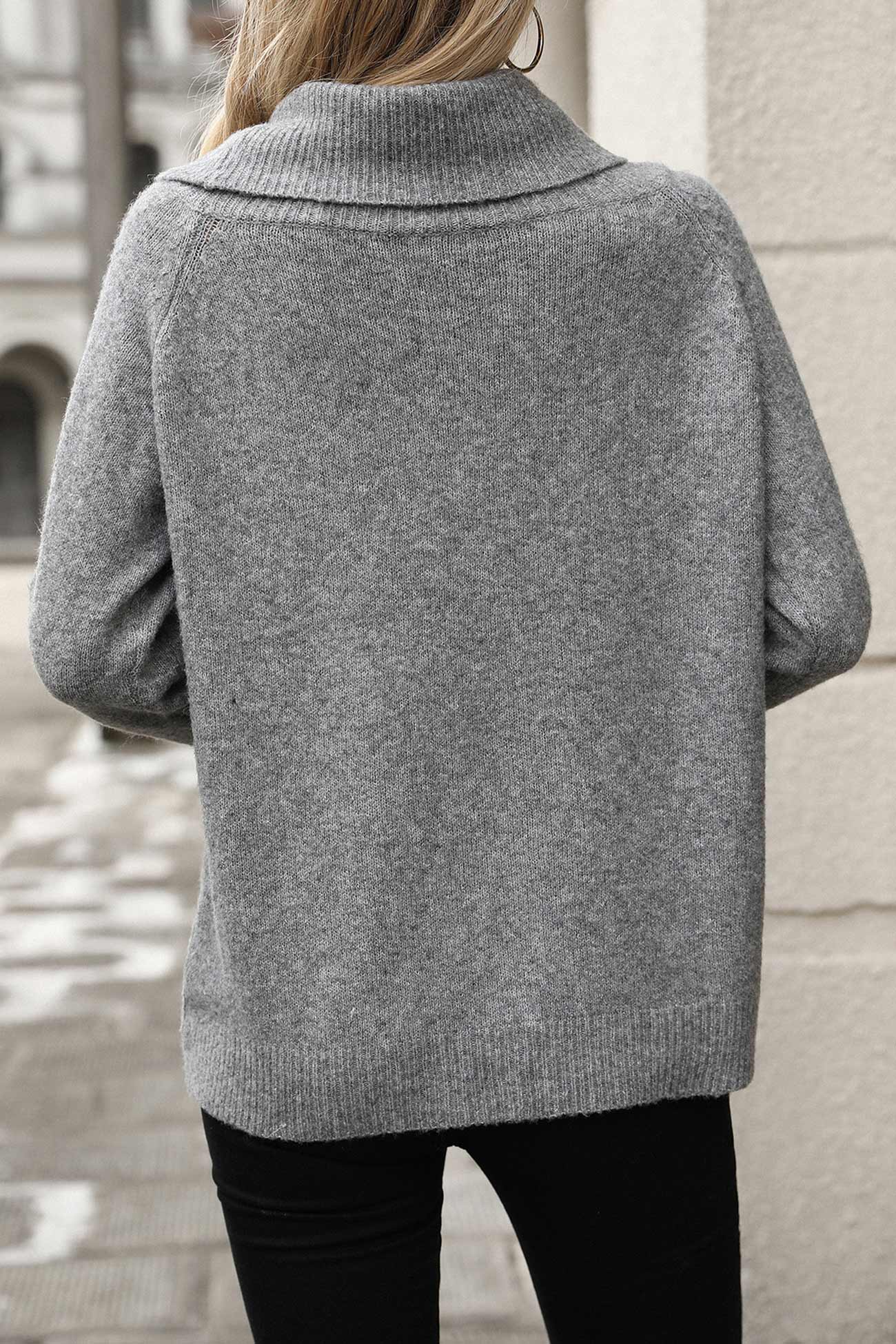 Stacked Collar Solid Pullover Sweater