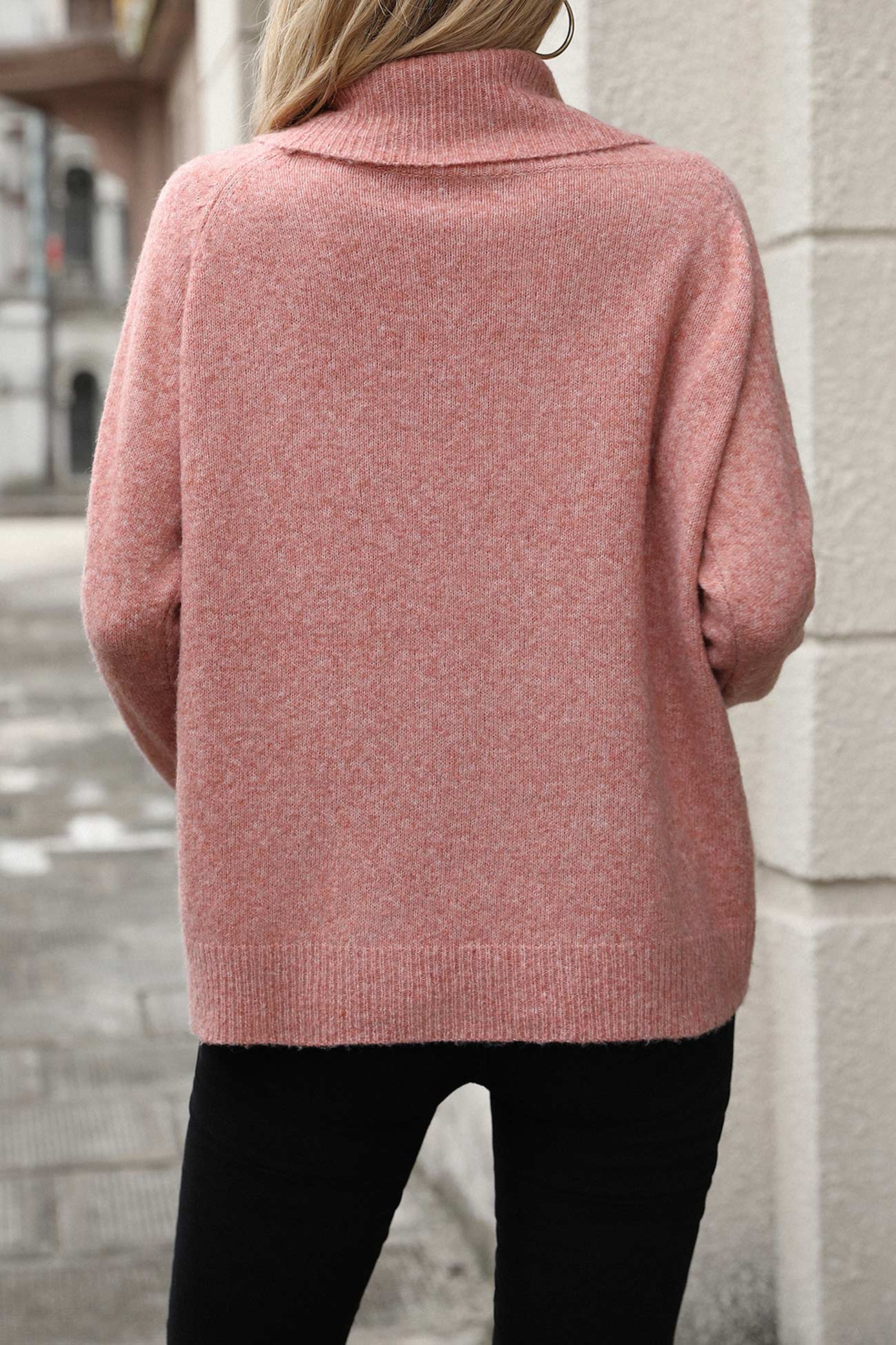 Stacked Collar Solid Pullover Sweater