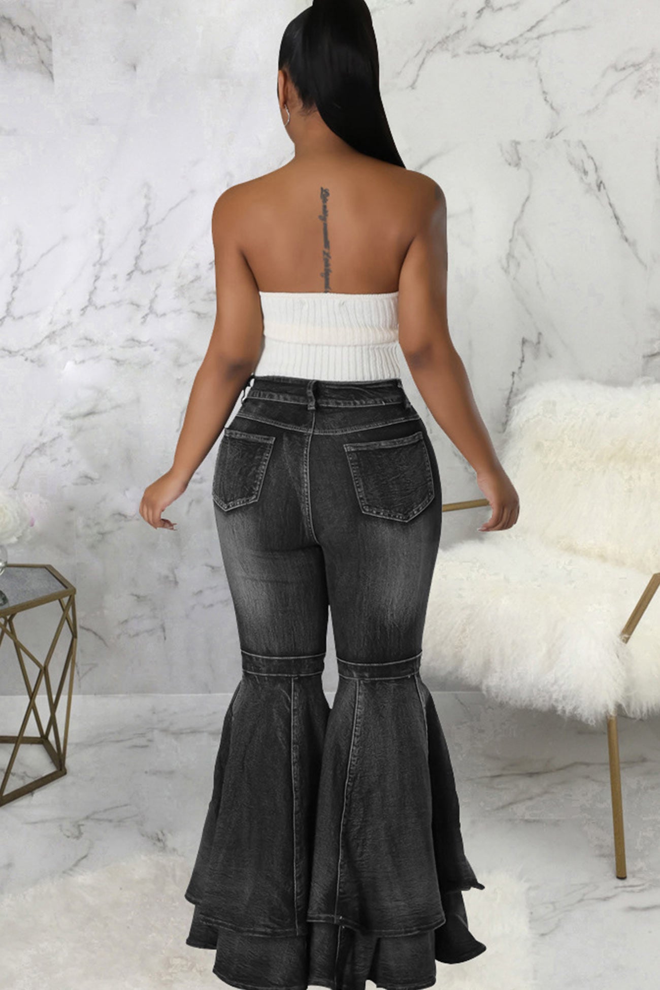 Tiered Flares High Rise Jeans