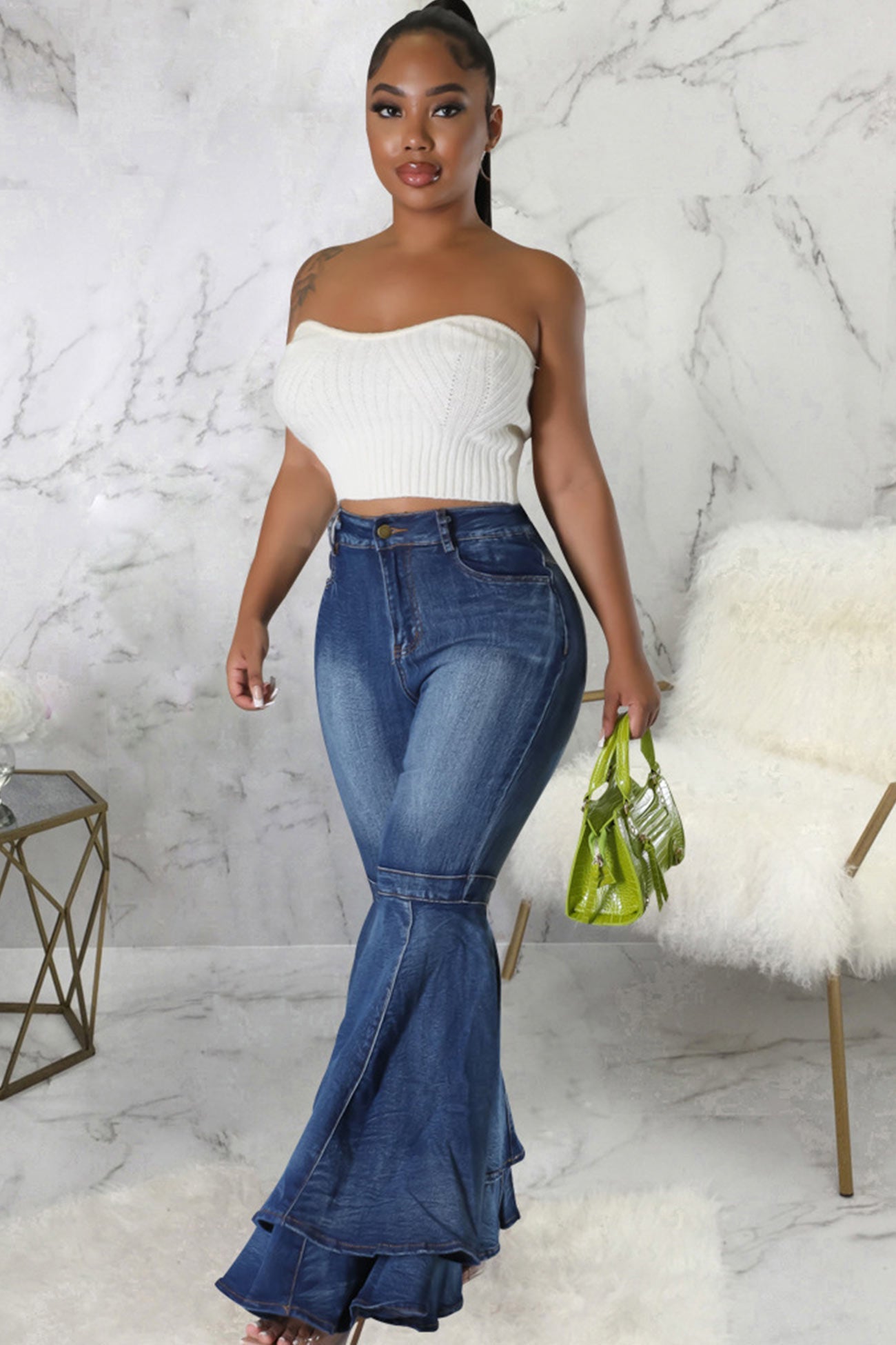 Tiered Flares High Rise Jeans