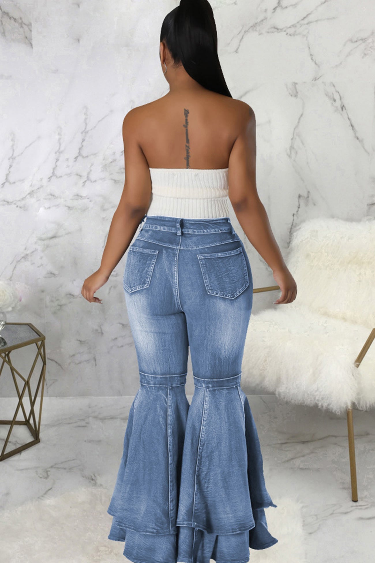 Tiered Flares High Rise Jeans