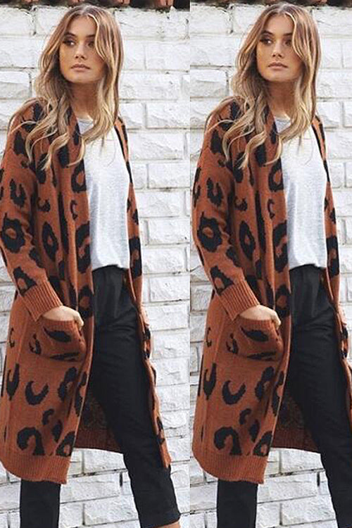 Chancery Leopard Print Knit Sweater Coat - 8 Colors