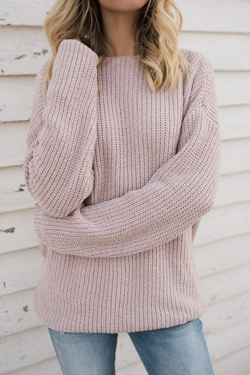 Call Me Cream Pink V-neck Reversible Sweater