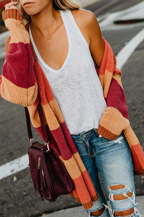 Roman Rusty Orange Stripe Cardigan