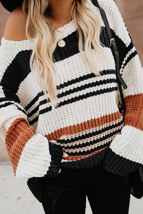 Coffee Time Stripe Knit Sweater