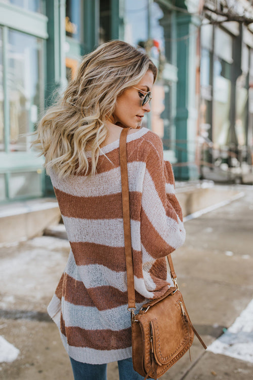 Rainy Day Stripe Loose Style Knit Sweater - 2 Colors