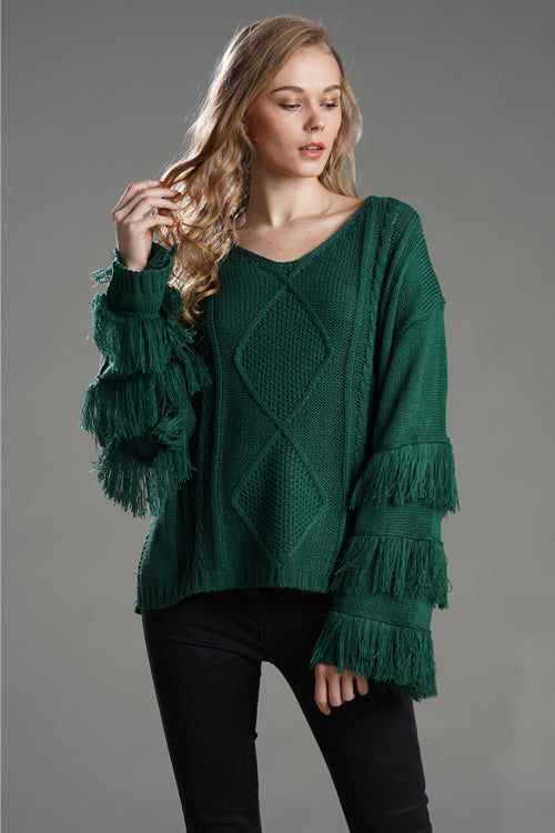 Look What You Made Me Do Tassel Knit Sweater