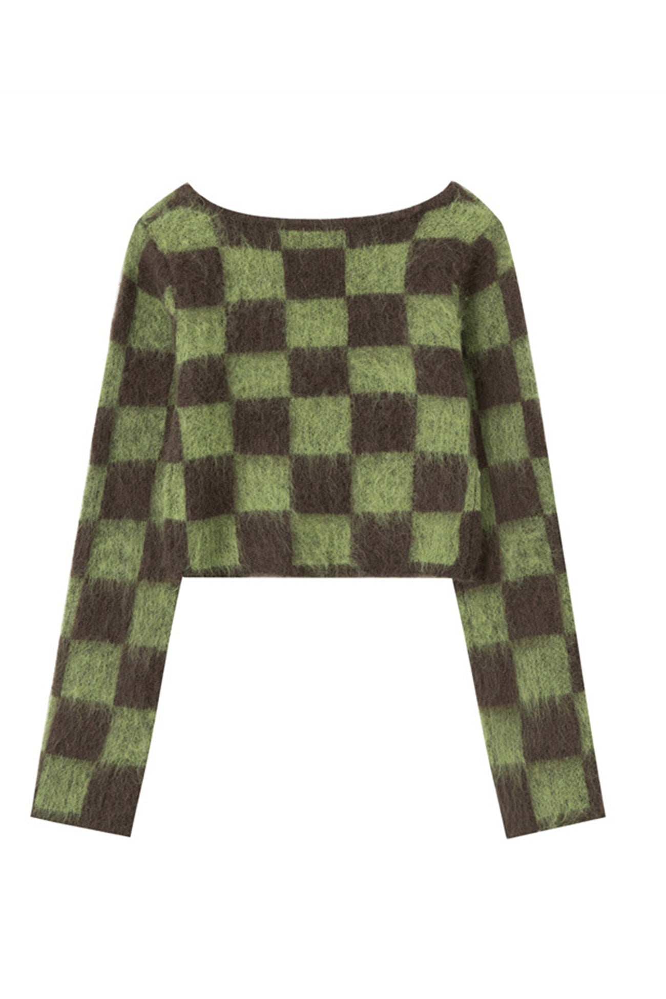 V Neck Mohair Checkerboard Sweater