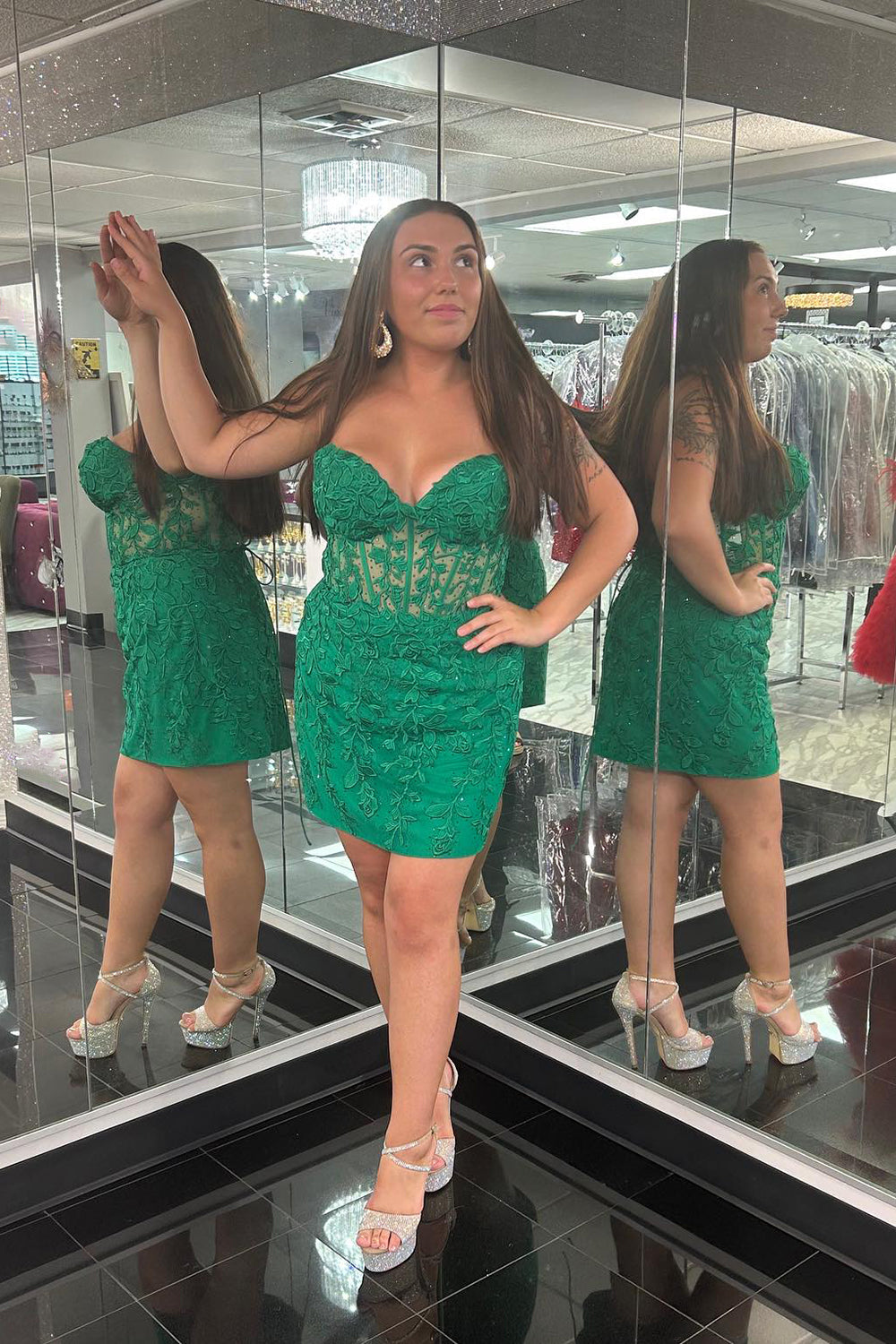 Mint Homecoming Dress Lace Sweetheart Tight Short Prom Dress