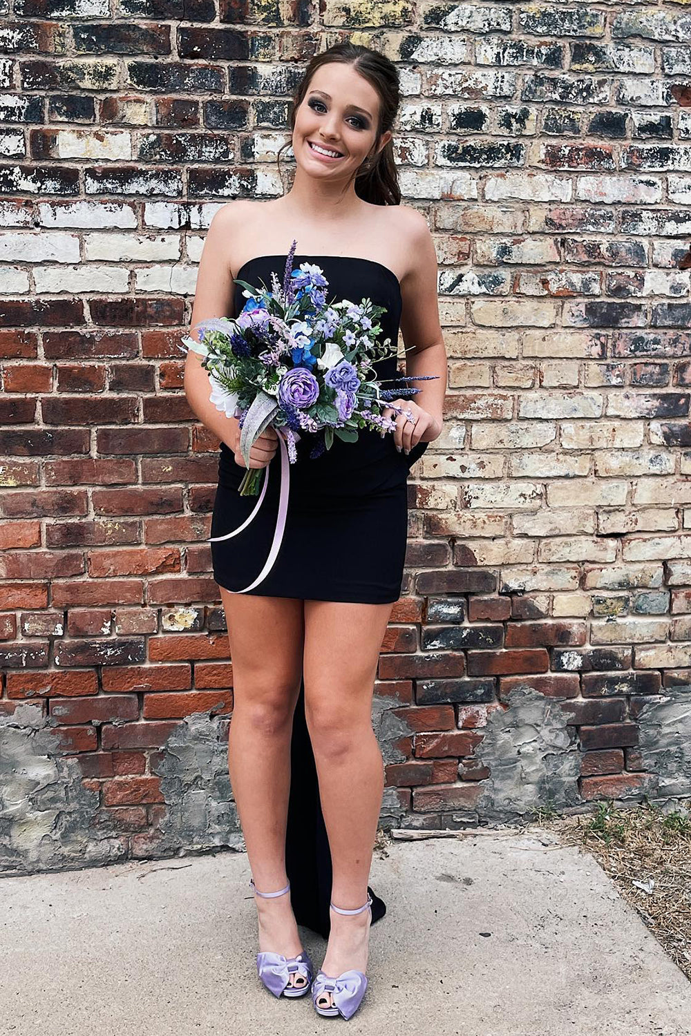 Homecoming Dress Strapless Tight Short Prom Dress with Bowknot