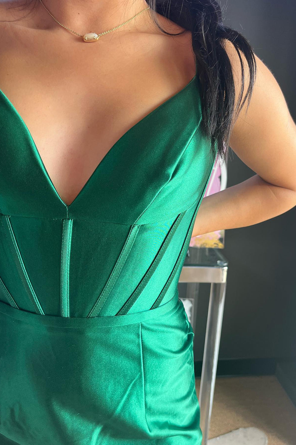 Simple Green Homecoming Dress Corset Tight Satin Short Prom Dress