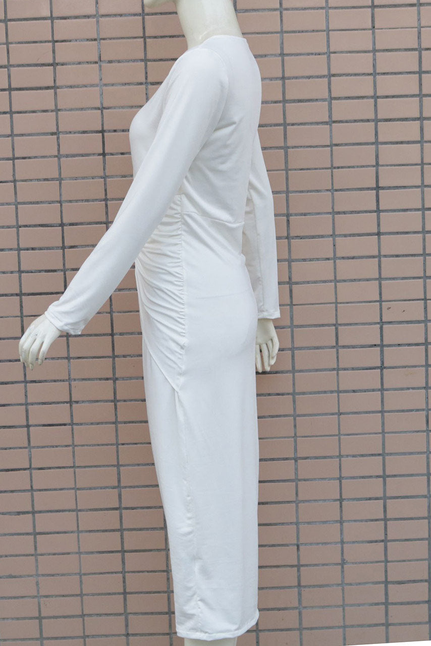 White Long Sleeve Bodycon Evening Party Dress