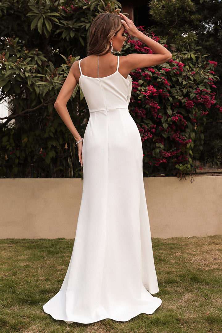 White Sleeveless Formal Evening Gown Prom Dress