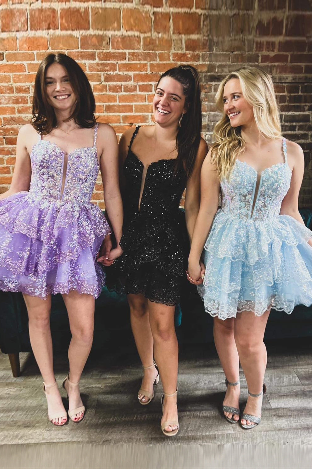 Blue Homecoming Dress Sequin Corset Short Prom Dress With Ruffles