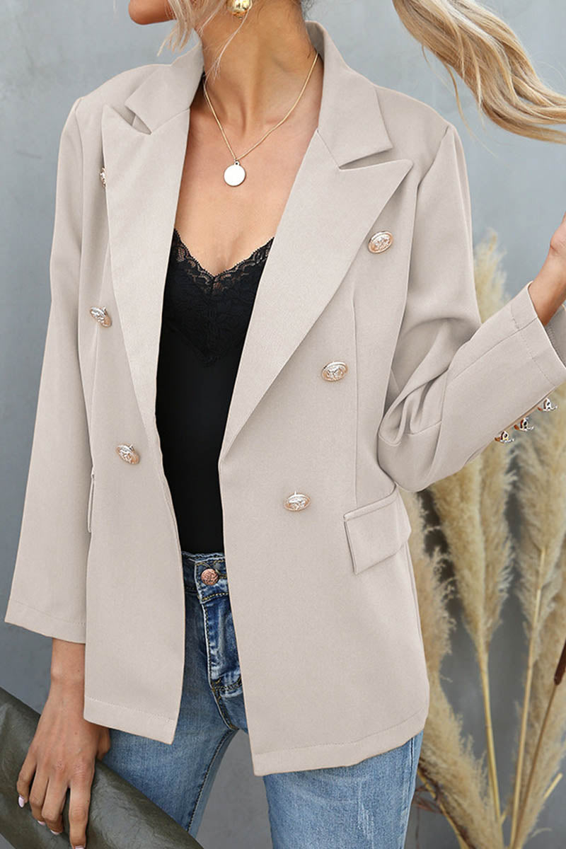 Button-down Lapel Long Sleeve Suit Blazer Jacket