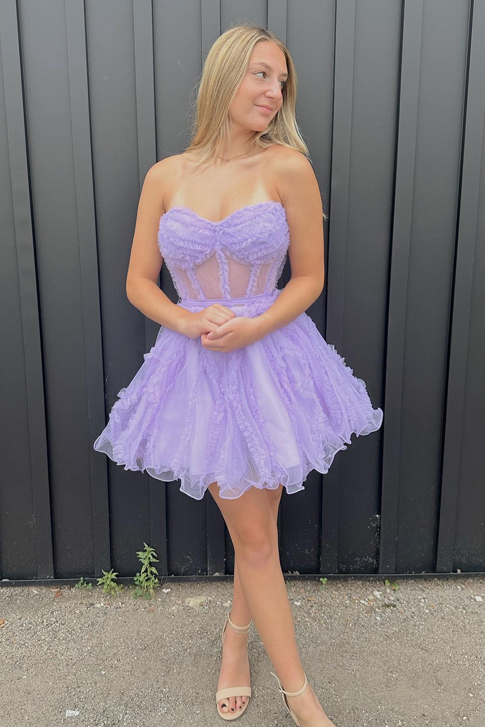 Fuchsia Homecoming Dress Corset Sweetheart A-Line Short Tulle Prom Dress