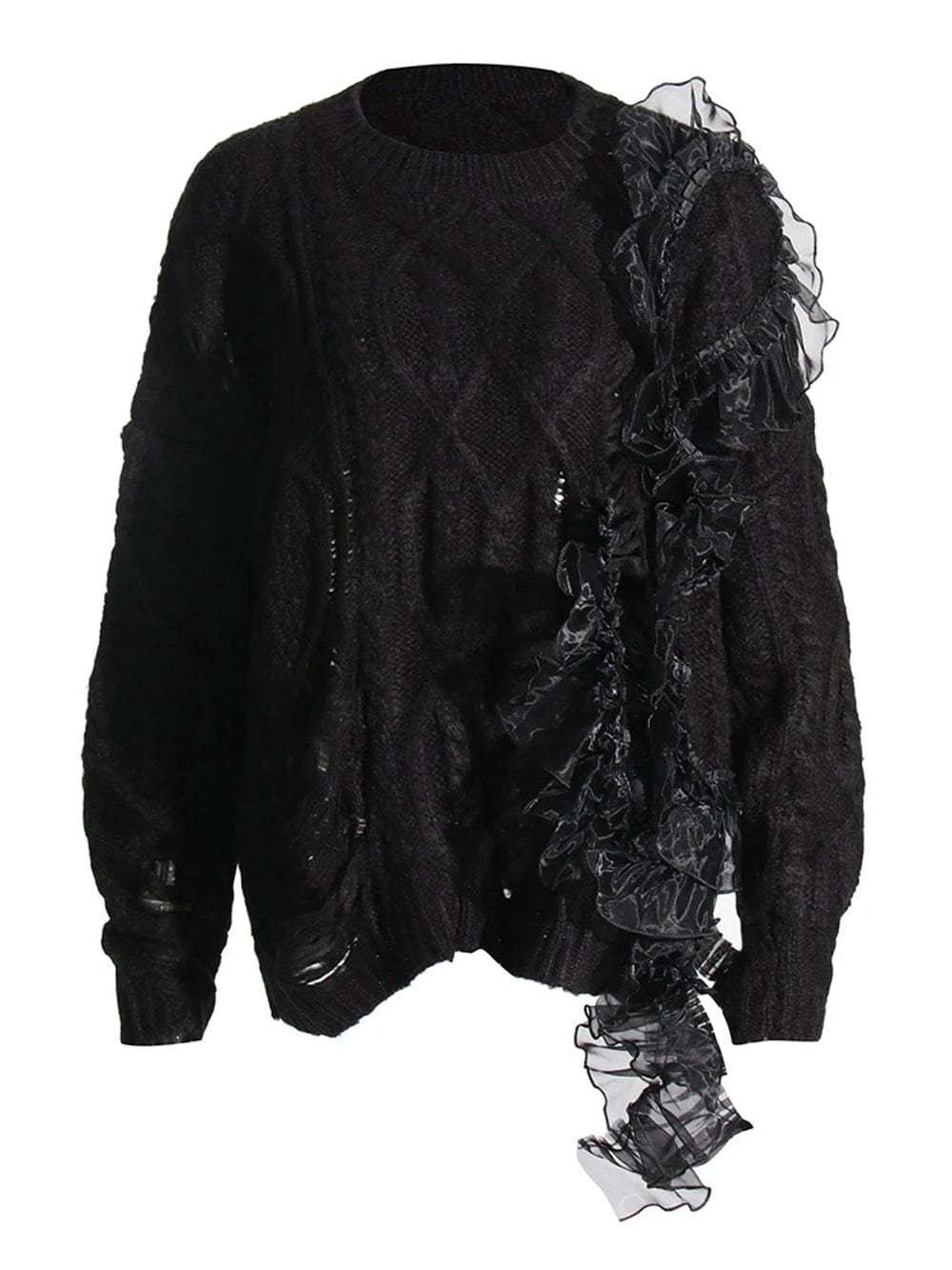 Alishah Mesh Loose Knitting Hollow Out Sweater - Fashion Pov