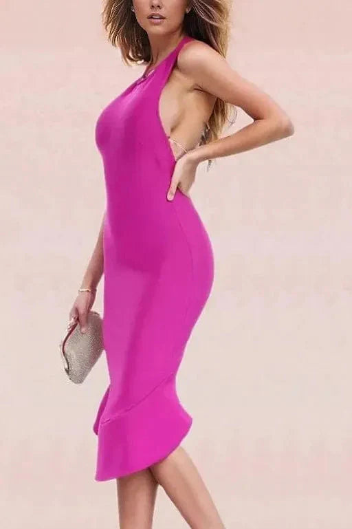 Ama Bodycon Backless Dress - Neon Purple