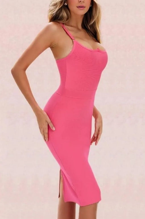 Amber Bandage Dress - Hot Pink