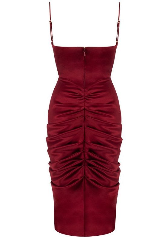 Arlo Bodycon Wrap Midi Dress - Red Wine