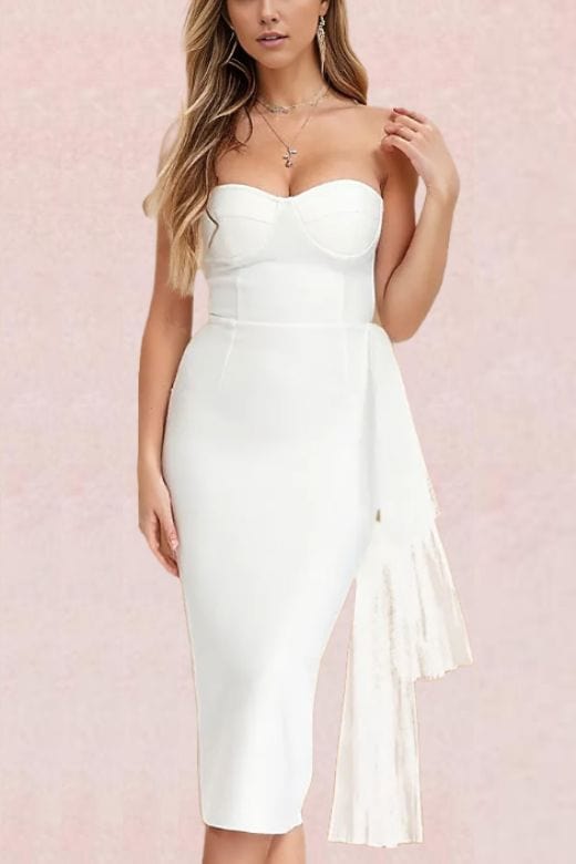 Ashleigh Bandage Midi Dress - Pearl White