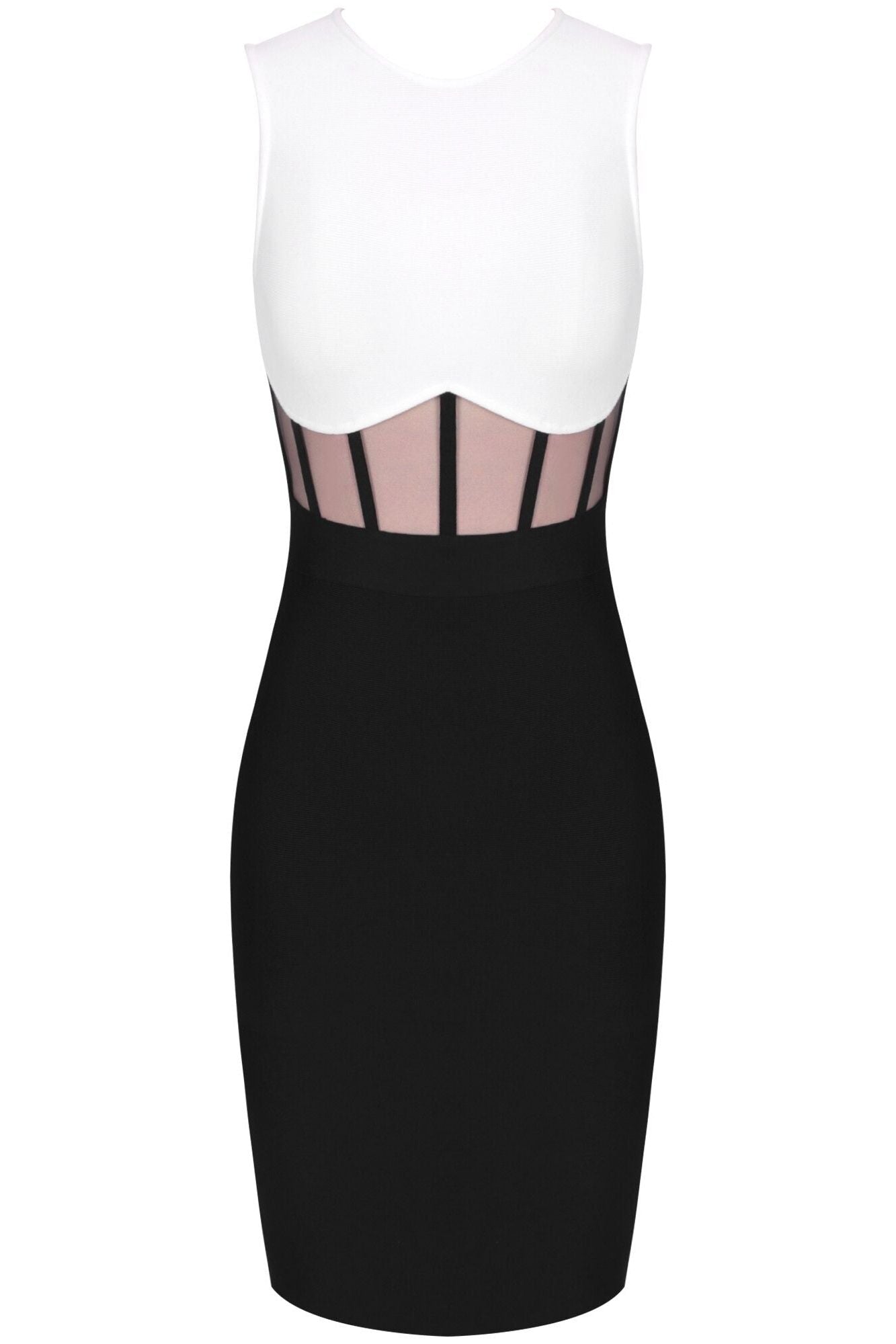 Woman wearing a figure flattering  Audrey Bandage Dress - Classic Black BODYCON COLLECTION