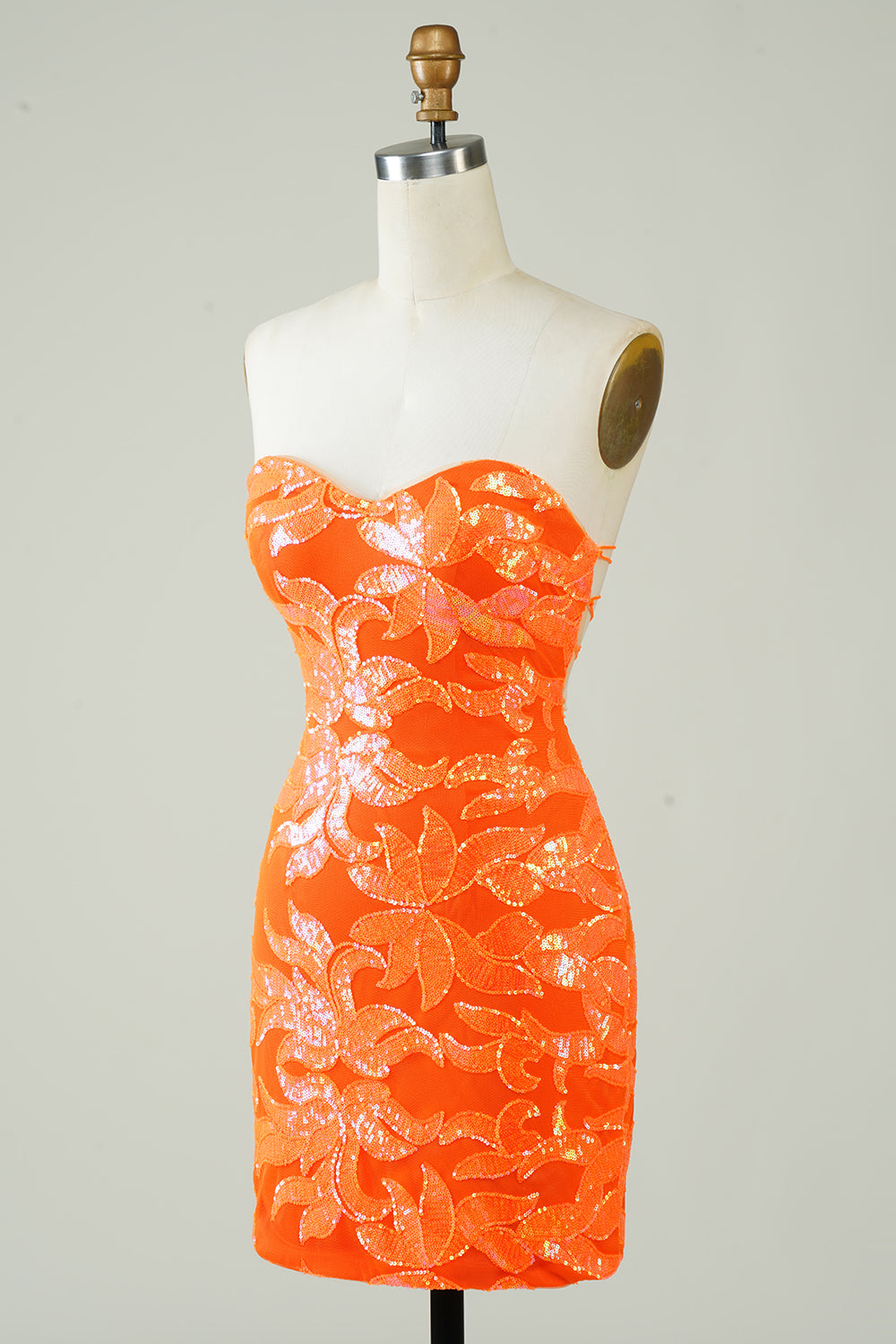 Strapless Orange Homecoming Dress Tight Prom Dress