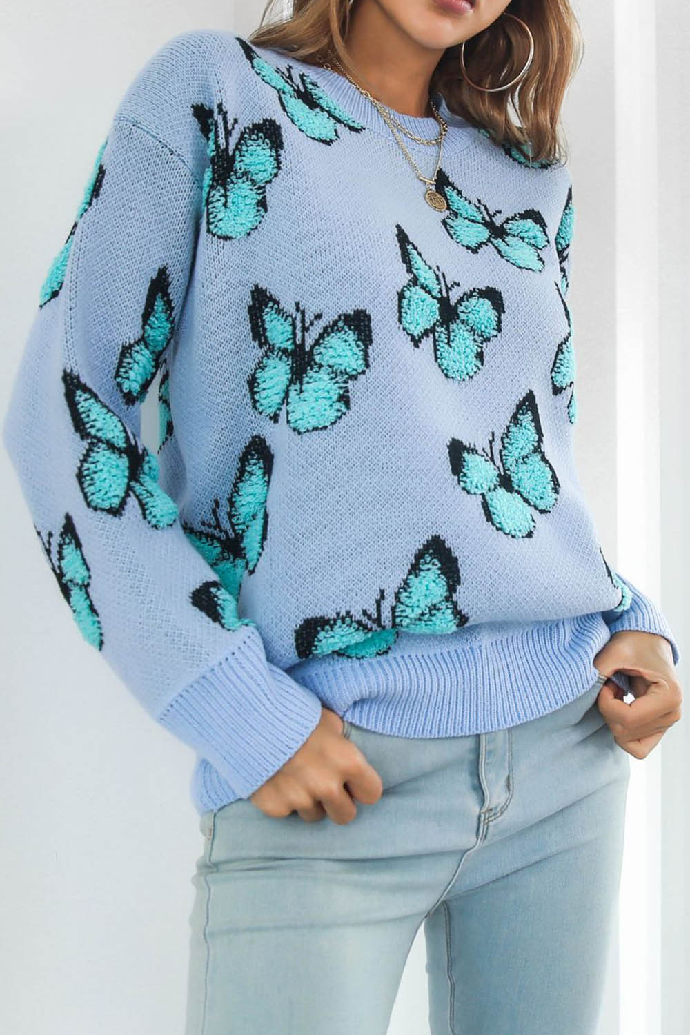 3D Butterfly Loose Long Sleeve Sweater