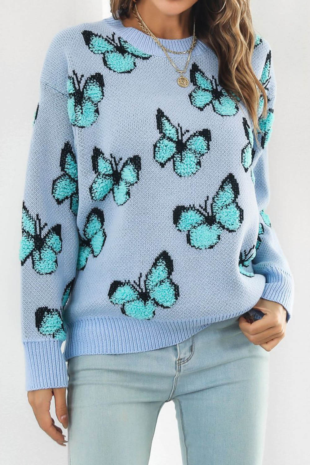 3D Butterfly Loose Long Sleeve Sweater