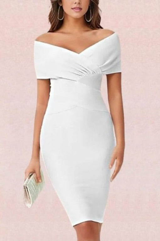 Bea Bandage Dress - Pearl White