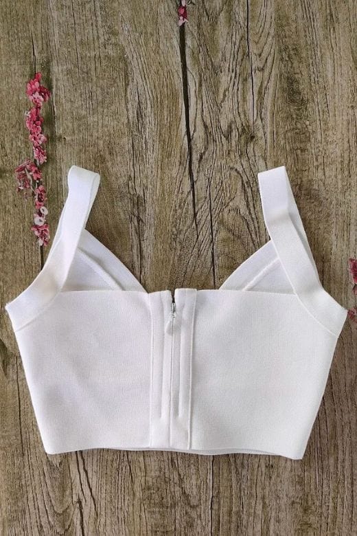 Bee Bandage Crop Top - Pearl White