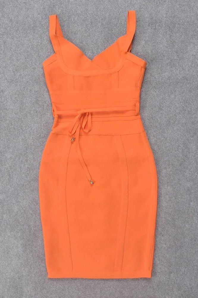 Bek Bandage Dress - Apricot Orange