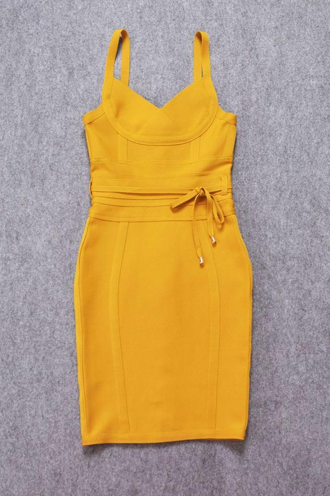 Bek Bandage Dress - Mustard Yellow