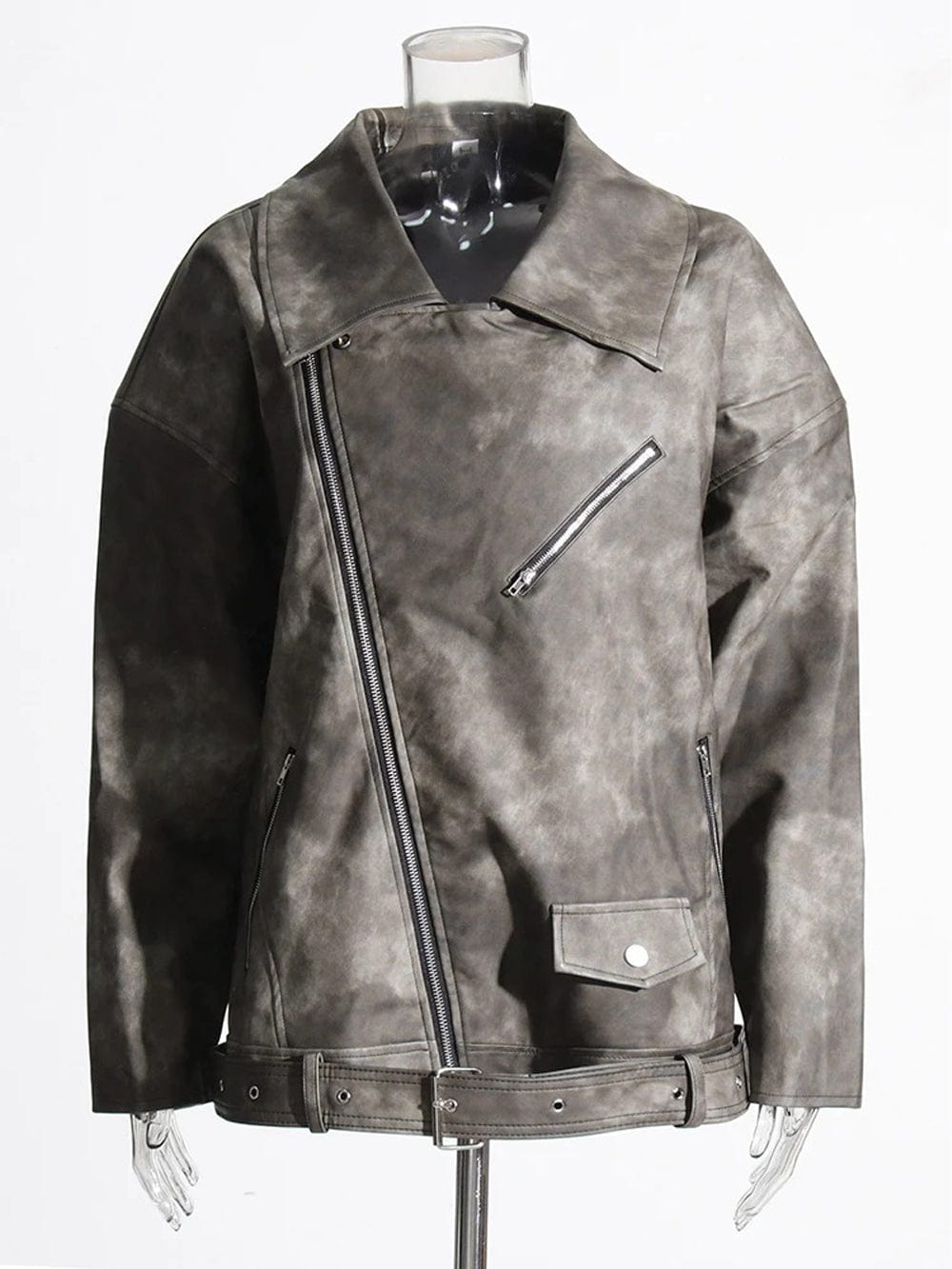 Beyounch Leather Streetwear Chic Solid Coat