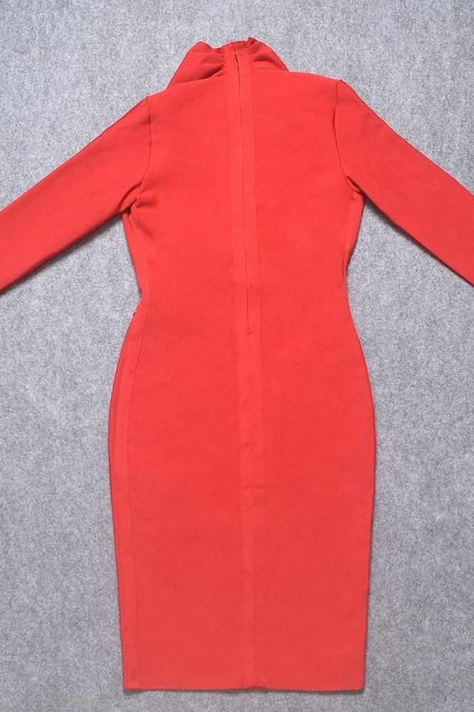 Blaire Long Sleeve Bandage Dress - Lipstick Red