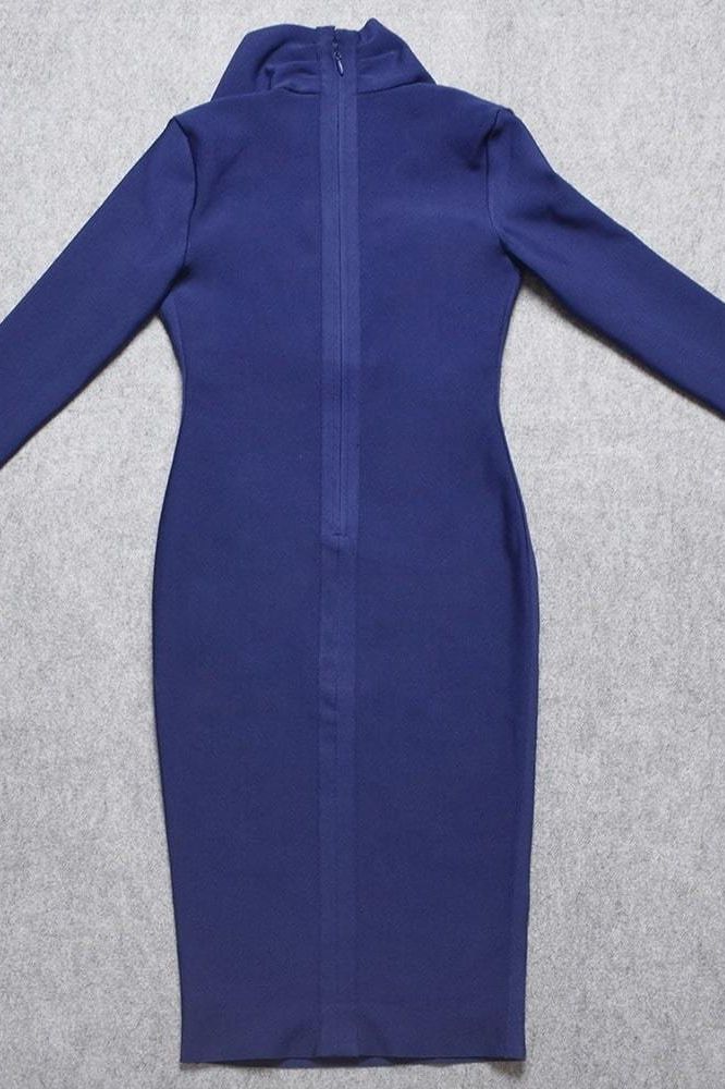 Blaire Long Sleeve Bandage Dress - Navy Blue