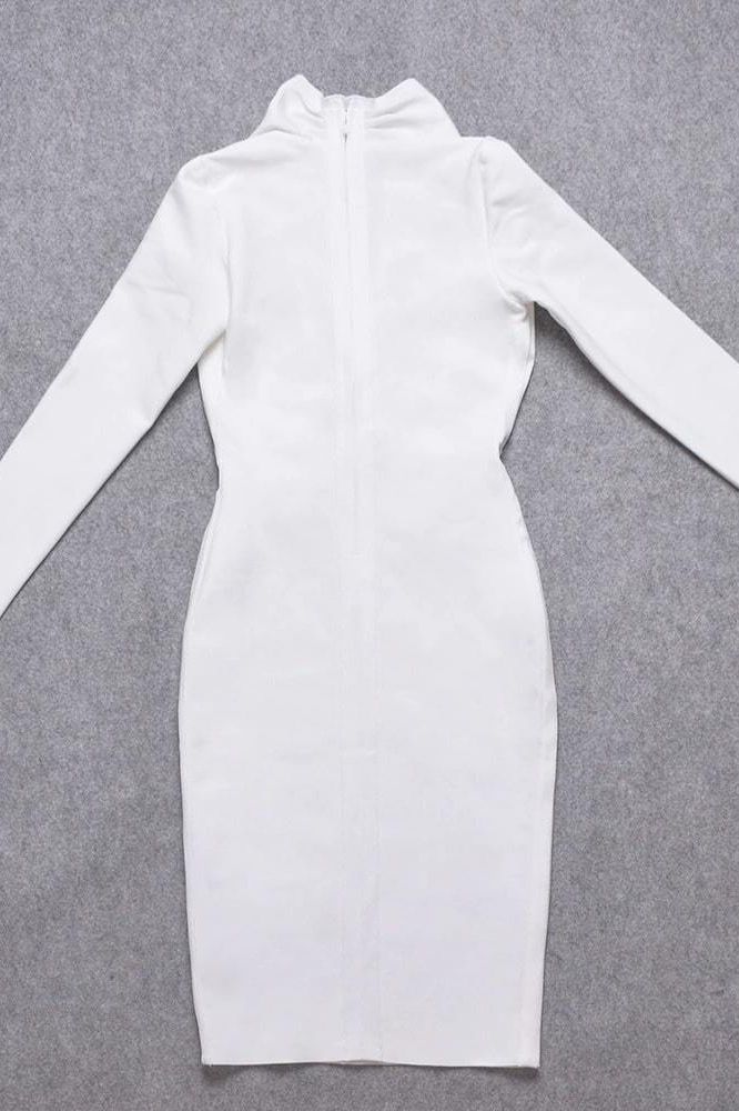 Blaire Long Sleeve Bandage Dress - Pearl White