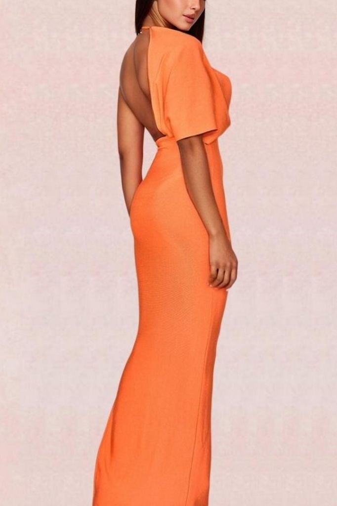 Blake Bandage Maxi Dress - Apricot Orange