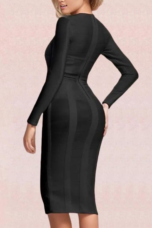 Brooke Long Sleeve Bandage Dress - Classic Black