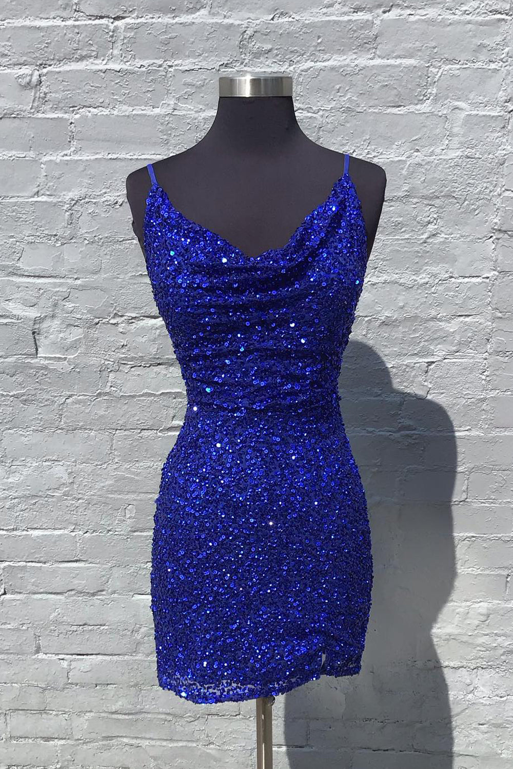 Royal Blue Homecoming Dress Ruched Tight Short Sequin Prom Dress