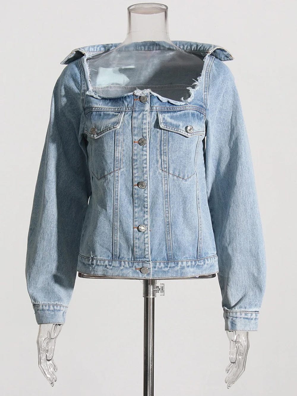 Calyssa Streetwear Spliced Button Denim Jacket