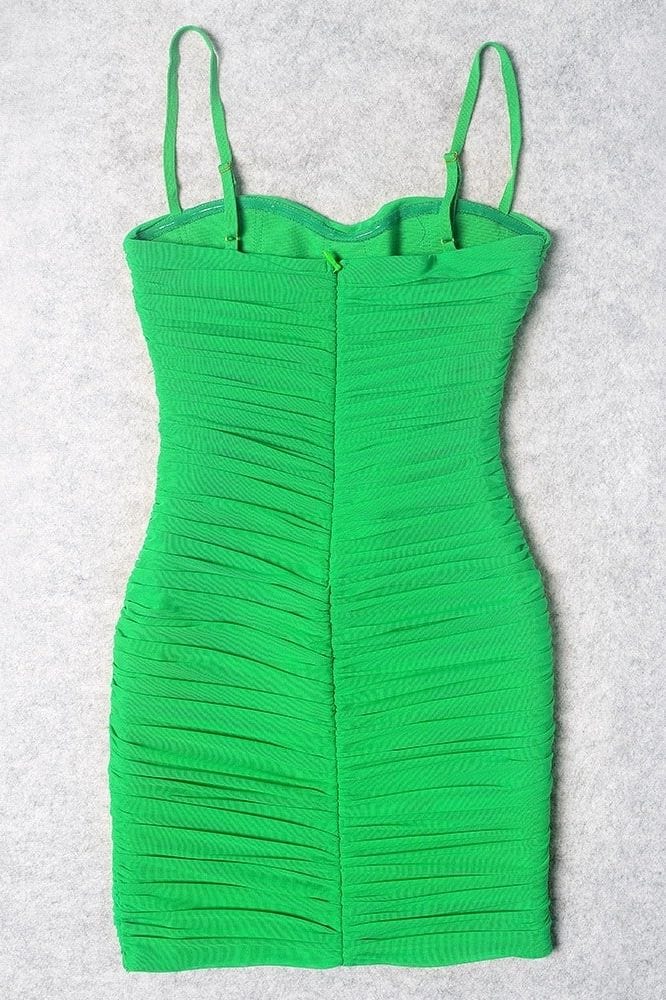 Cassie Bodycon Wrap Mini Dress - Neon Green