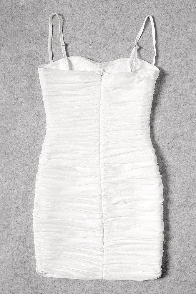 Cassie Bodycon Wrap Mini Dress - Pearl White