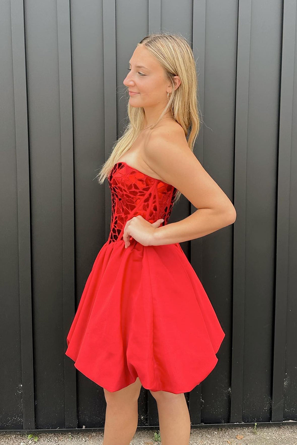 Red Homecoming Dress A-Line Mirror Short Prom Dress