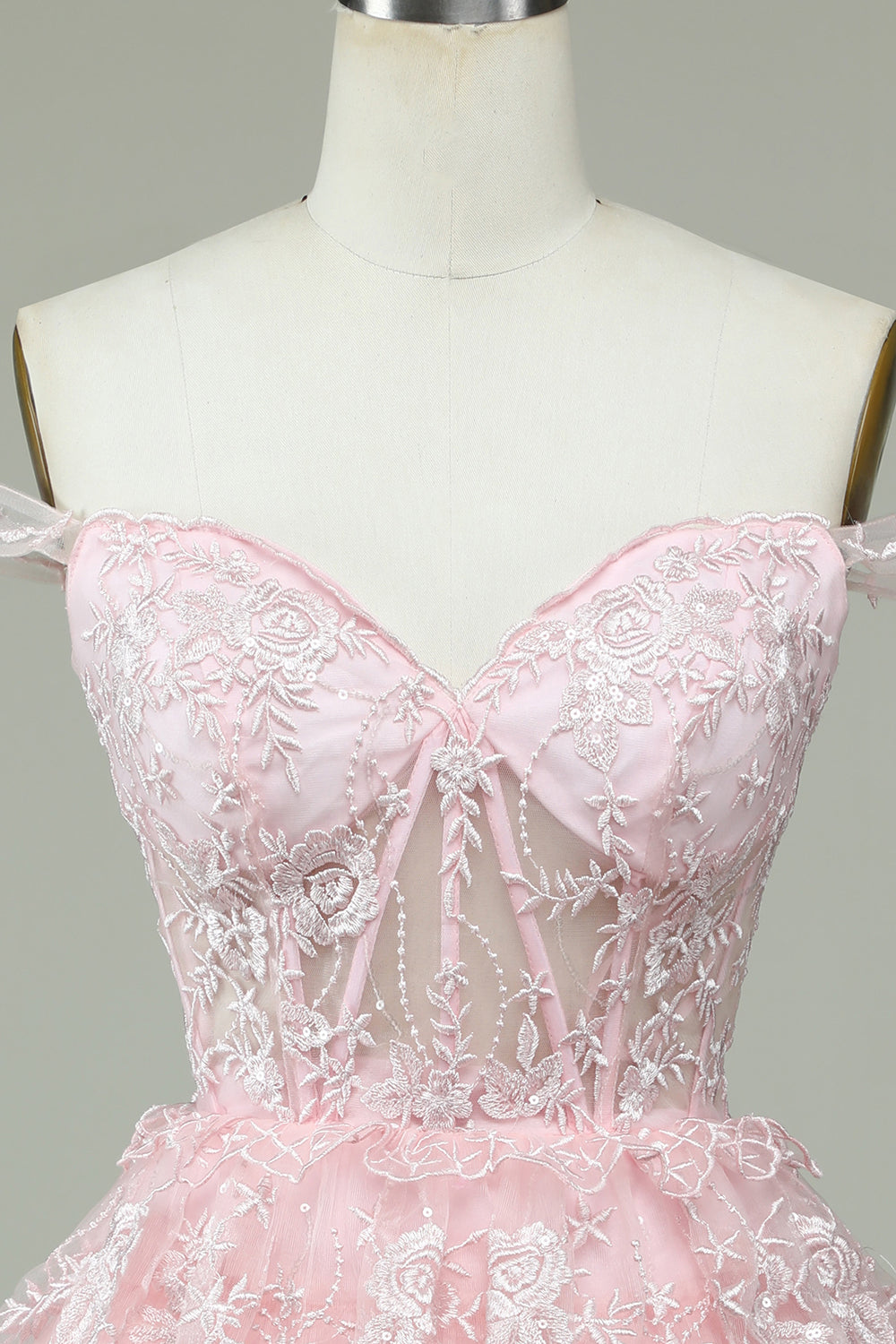 Pink Homecoming Dress Corset A-Line Short Prom Dress with Lace