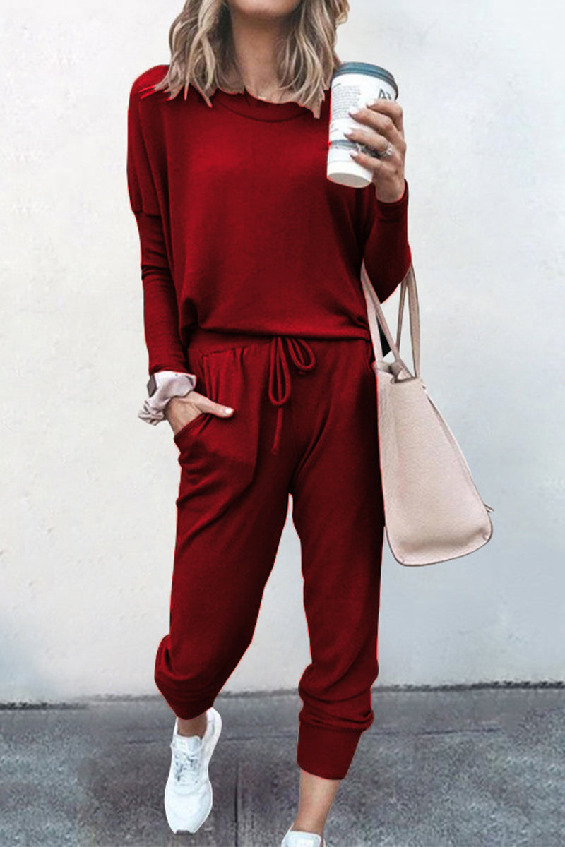 Loose Solid Color Long-sleeved Casual Suit